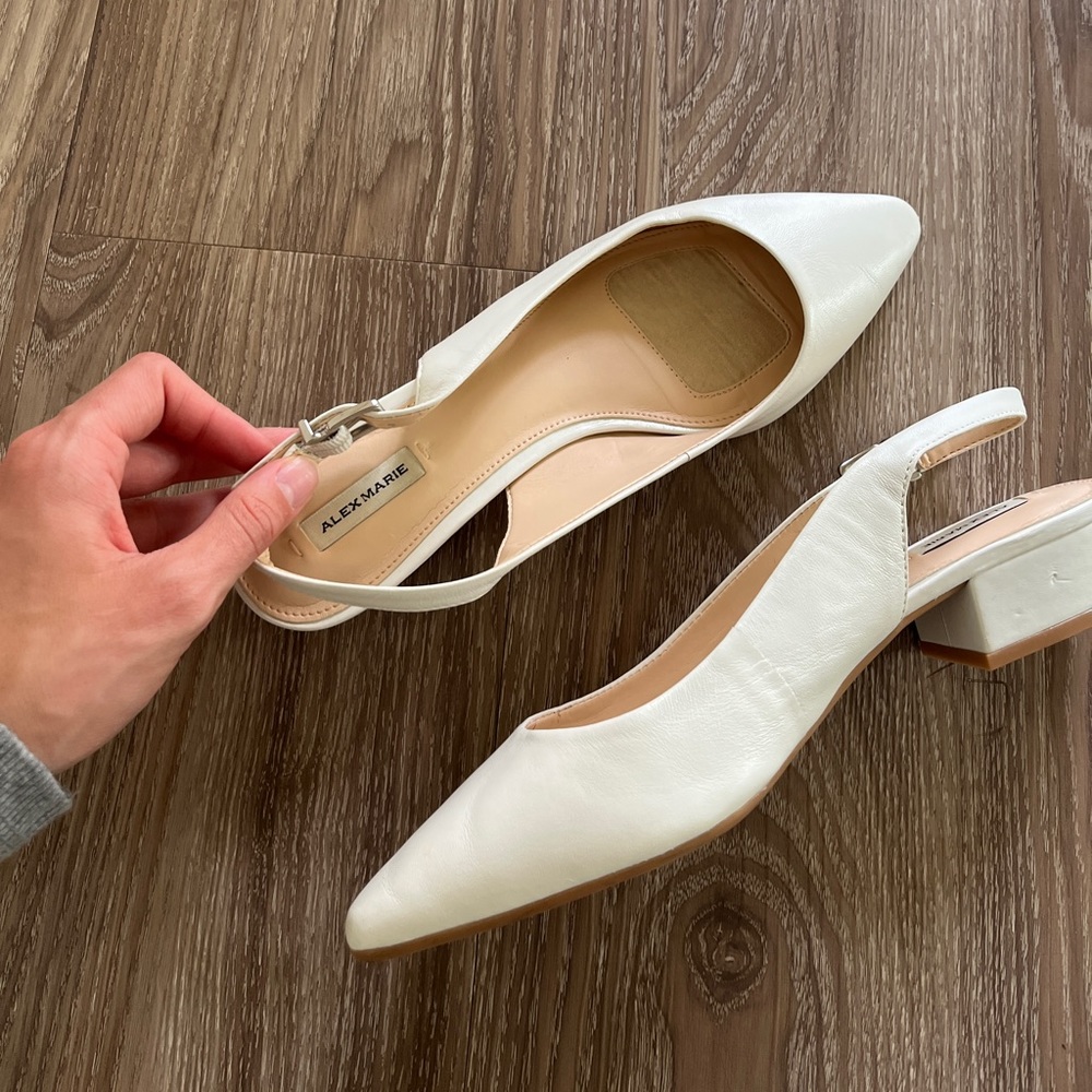 Classic White Sling Back Flats Size 7